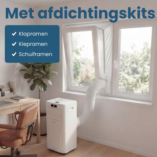Auronic Mobiele Airco - 7.000 BTU - 3-in-1 - Airconditioning met 2 Raamafdichtingskits - Ventilator - Ontvochtiger - Tot 20m² - Wit